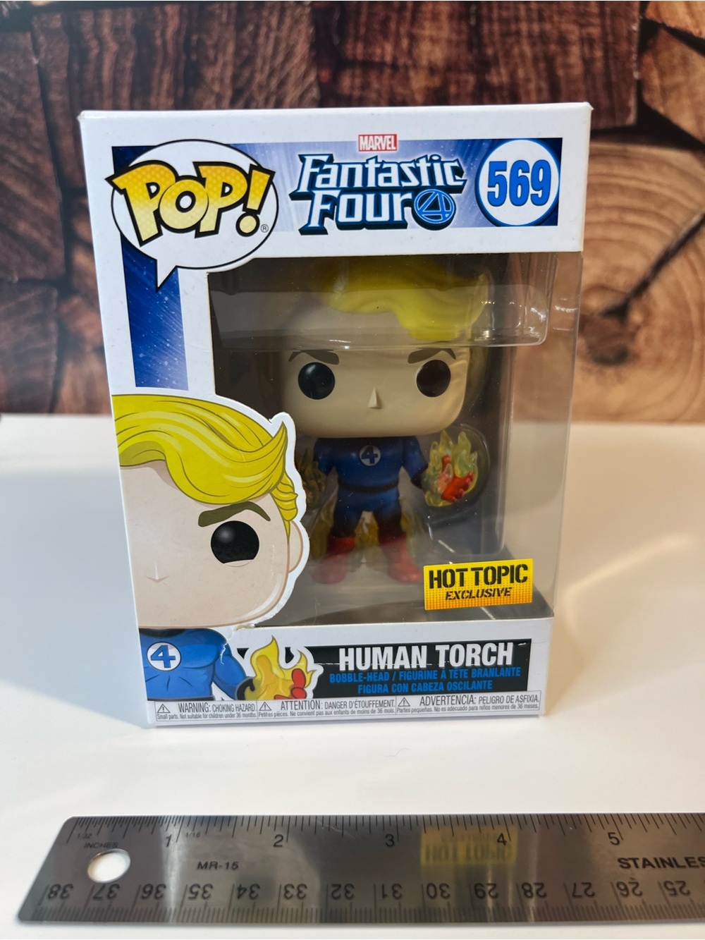 Marvel Funko Pop! Fantastic Four Human Torch - Yellow & Blue Box Art